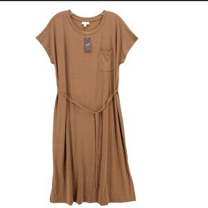 Neutral Earthy Boho Chic (NWT) J. Jill Tigerseye Luxe T-shirt Dress Women's Med